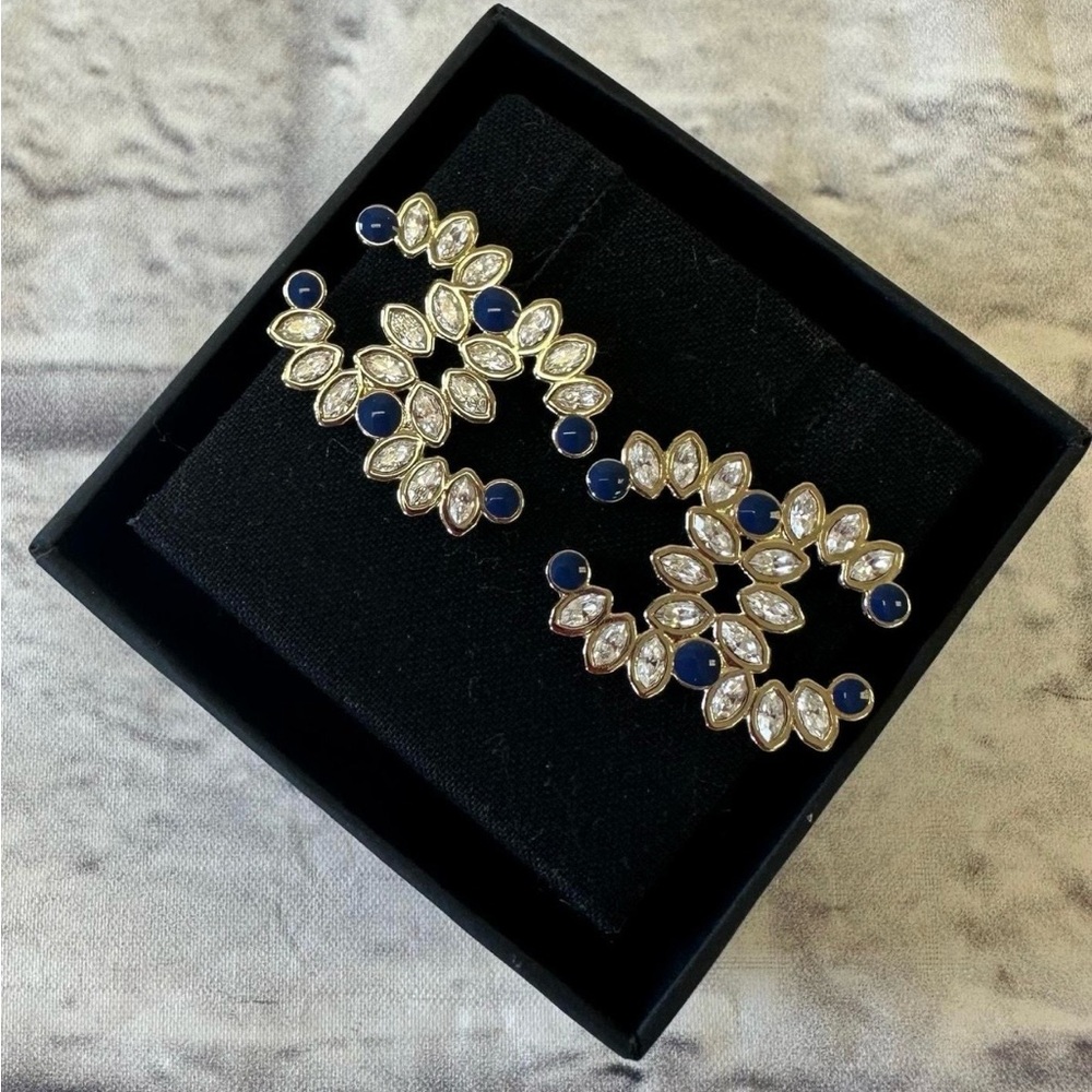 CHANEL Blue and Gold Women's Earrings authentic